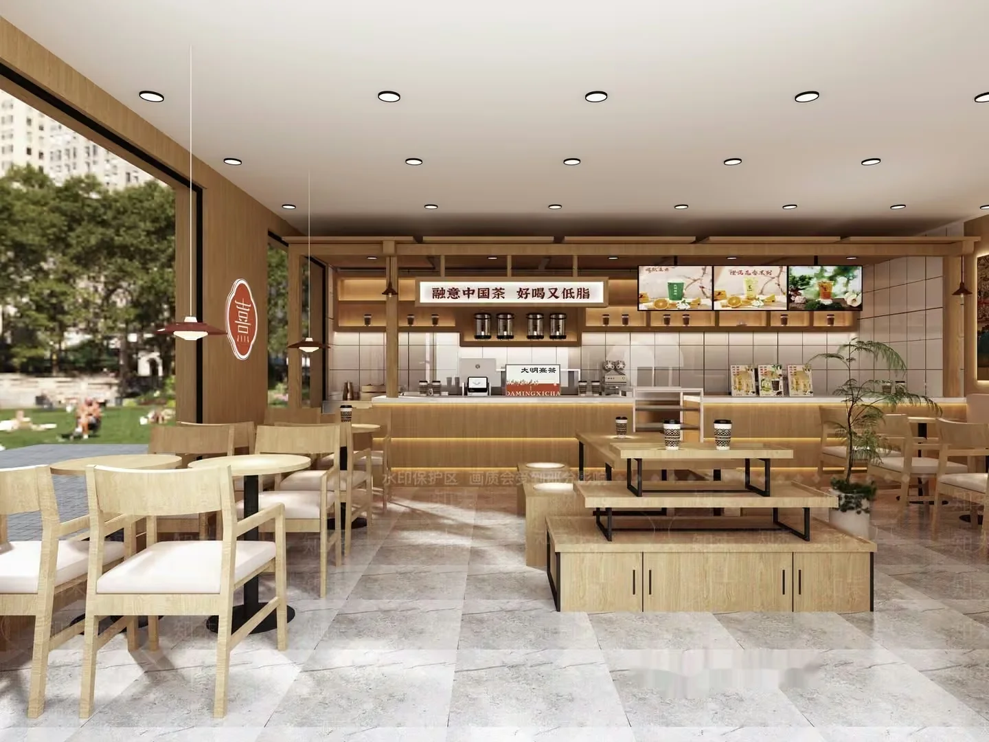 Modern Cafe Interior 3D Model – 9475 – VRAY Render