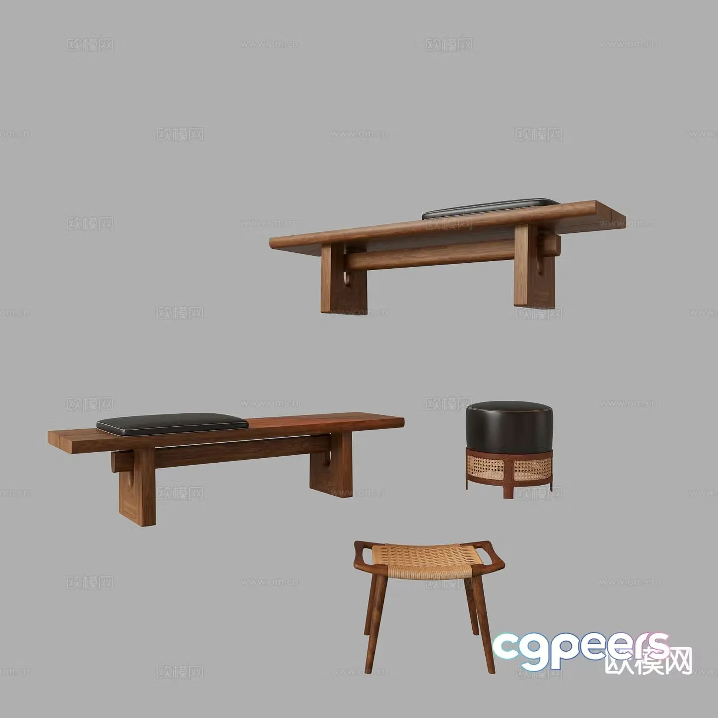 wabi-sabi stool bedside stool bench 3d model