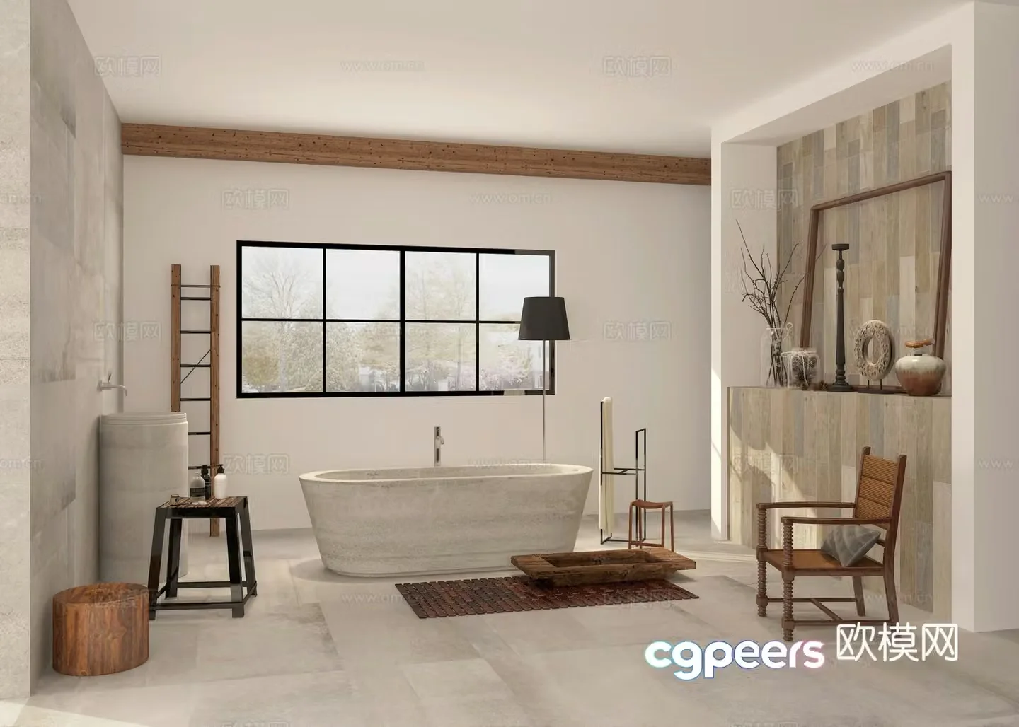 Industrial style bathroom bathtub chair floor lamp 3d model