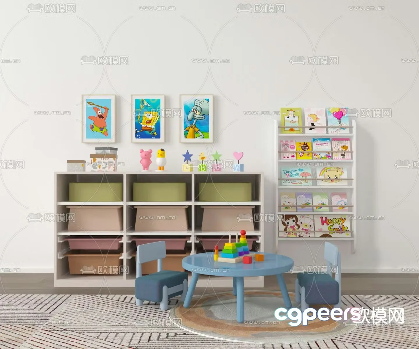 Nordic storage cabinet toy cabinet 3d model