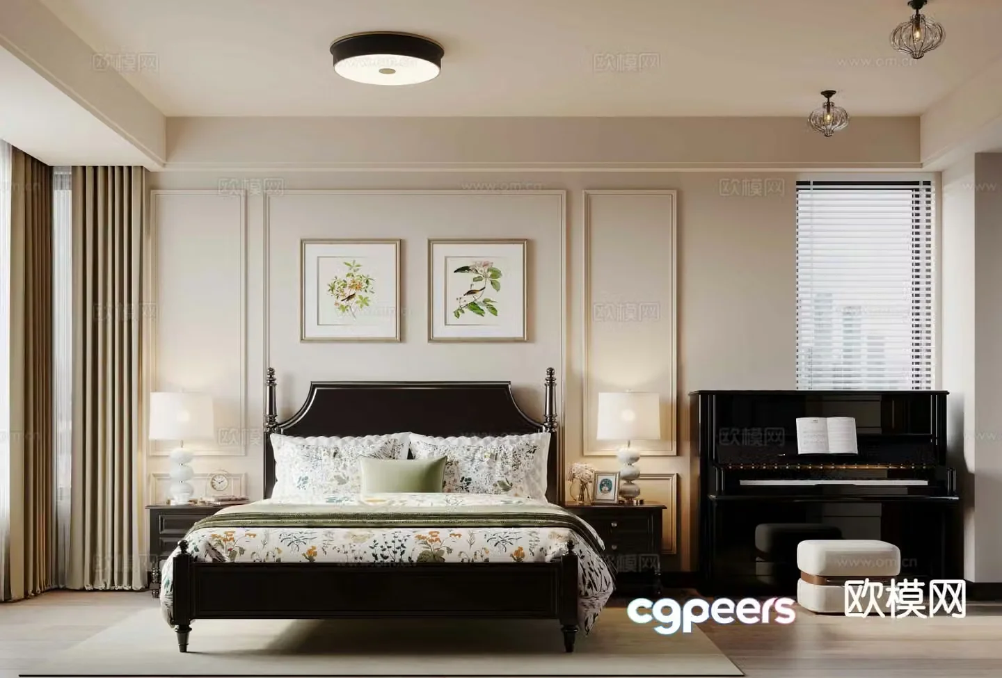 French retro bedroom second bedroom 3D model