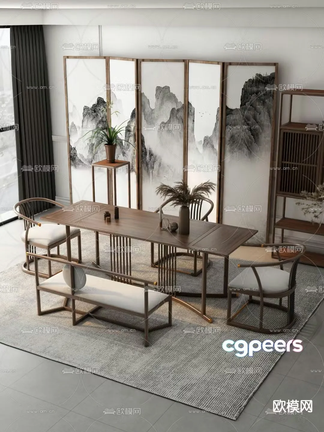 Chinese desk tea table 3d model