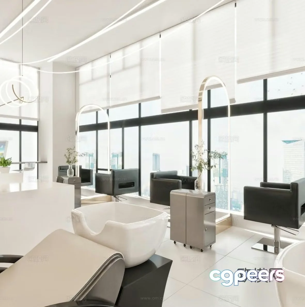 Black white and gray barber shop 3d model