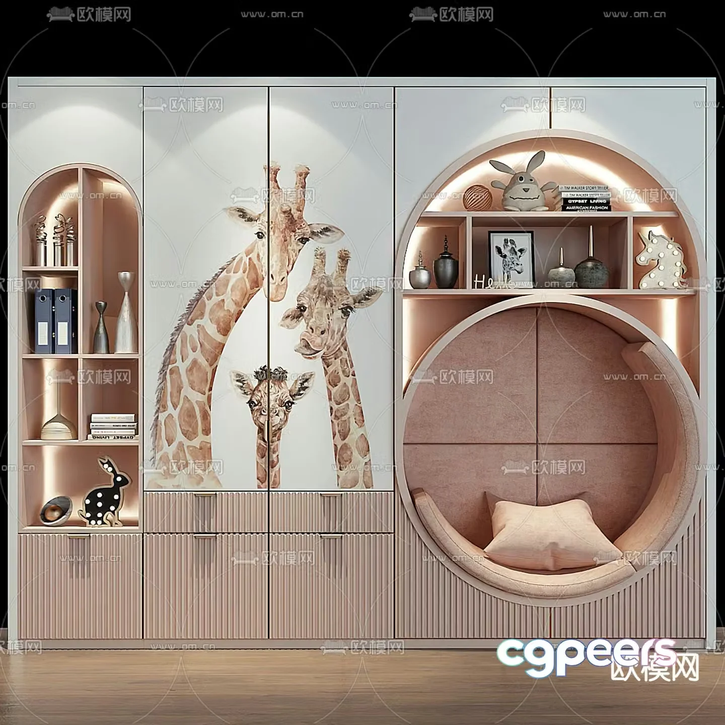 Nordic children’s decorative cabinet 3d model
