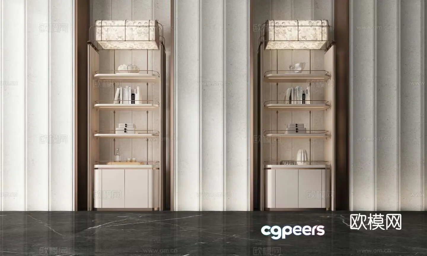 Light luxury decorative cabinet shelf 3D model
