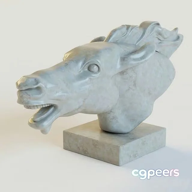 3ds Max Free – The decorative stone horse head