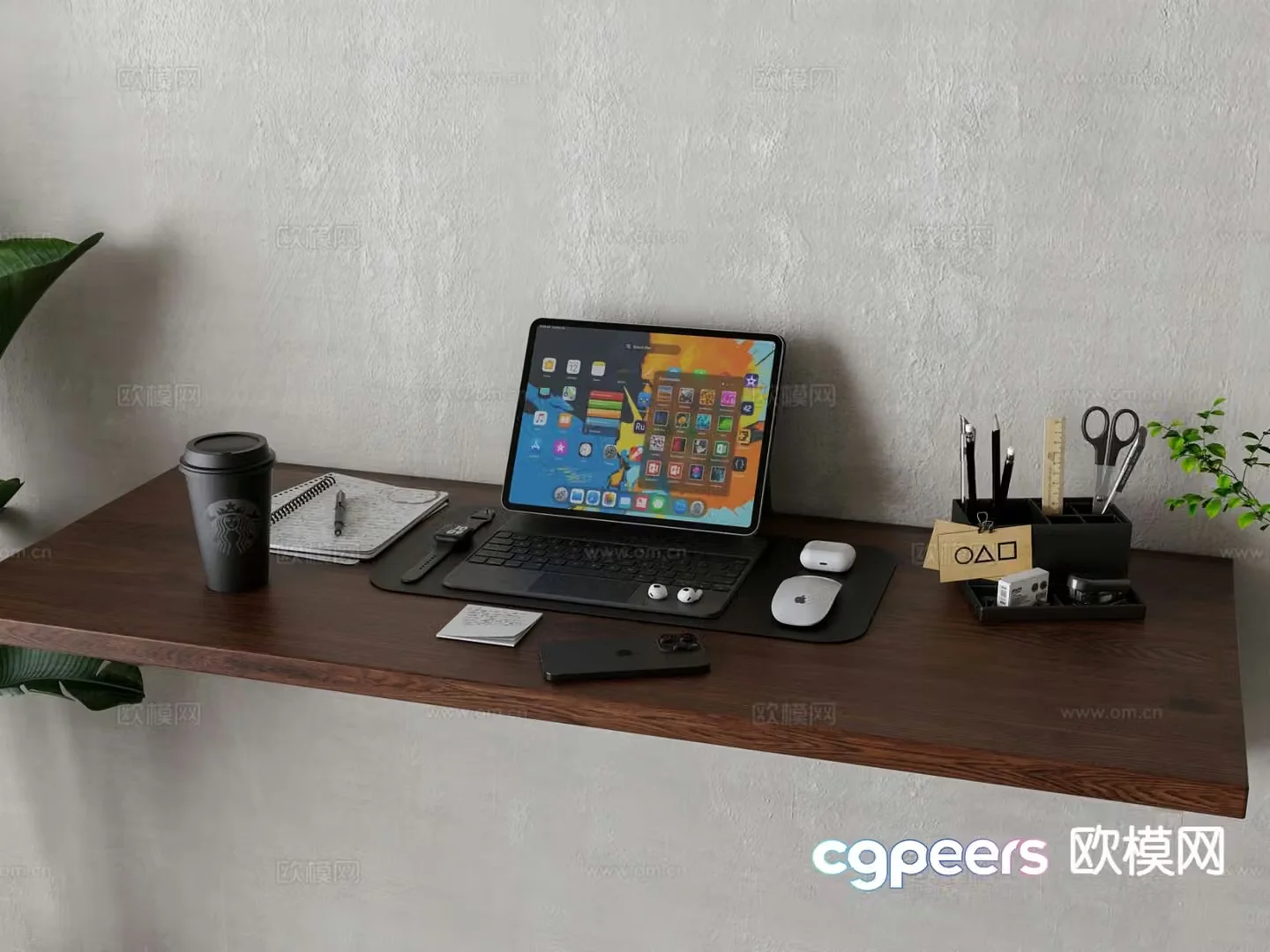 Modern desktop ornaments laptop computer 3d model