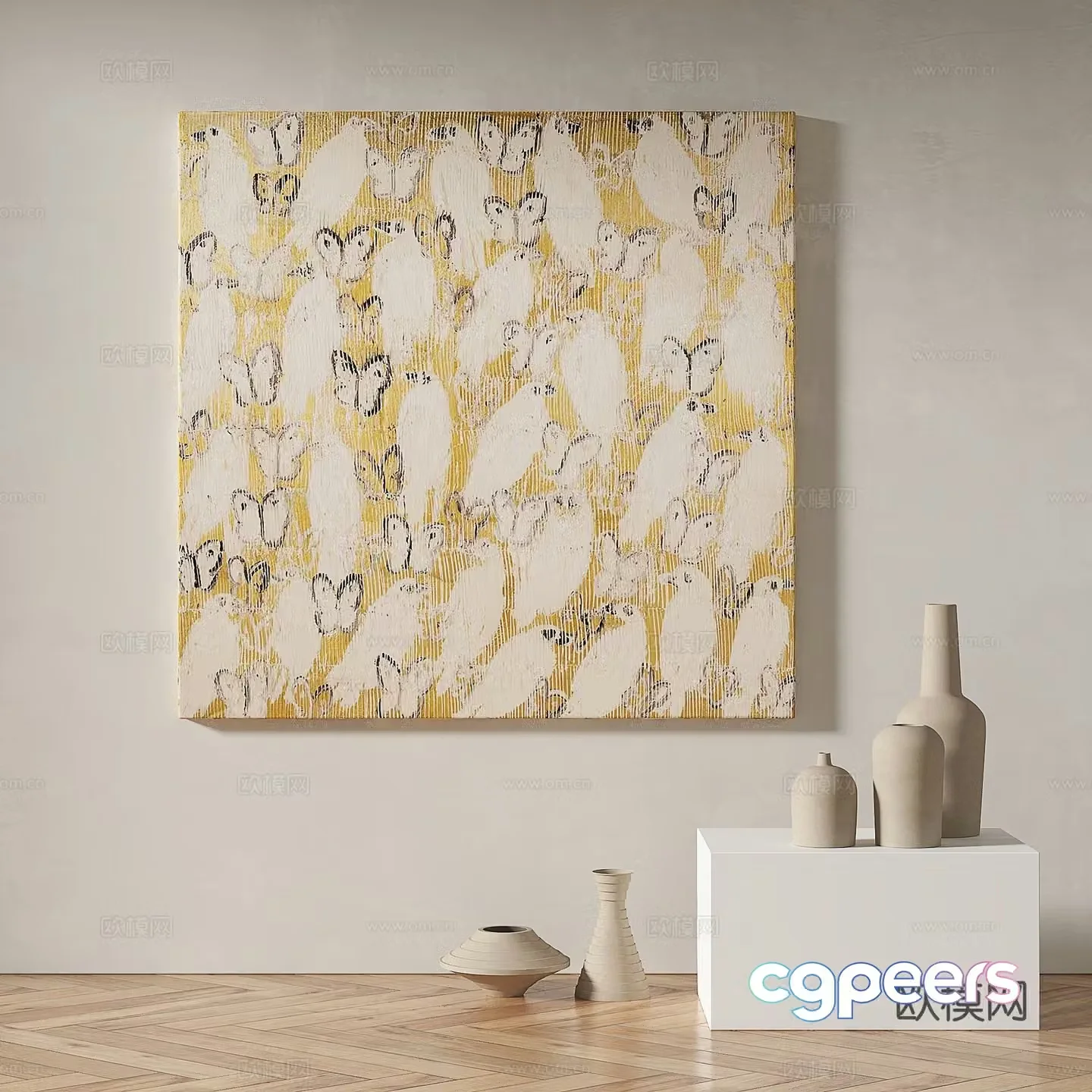 Modern minimalist abstract decorative painting 3d model