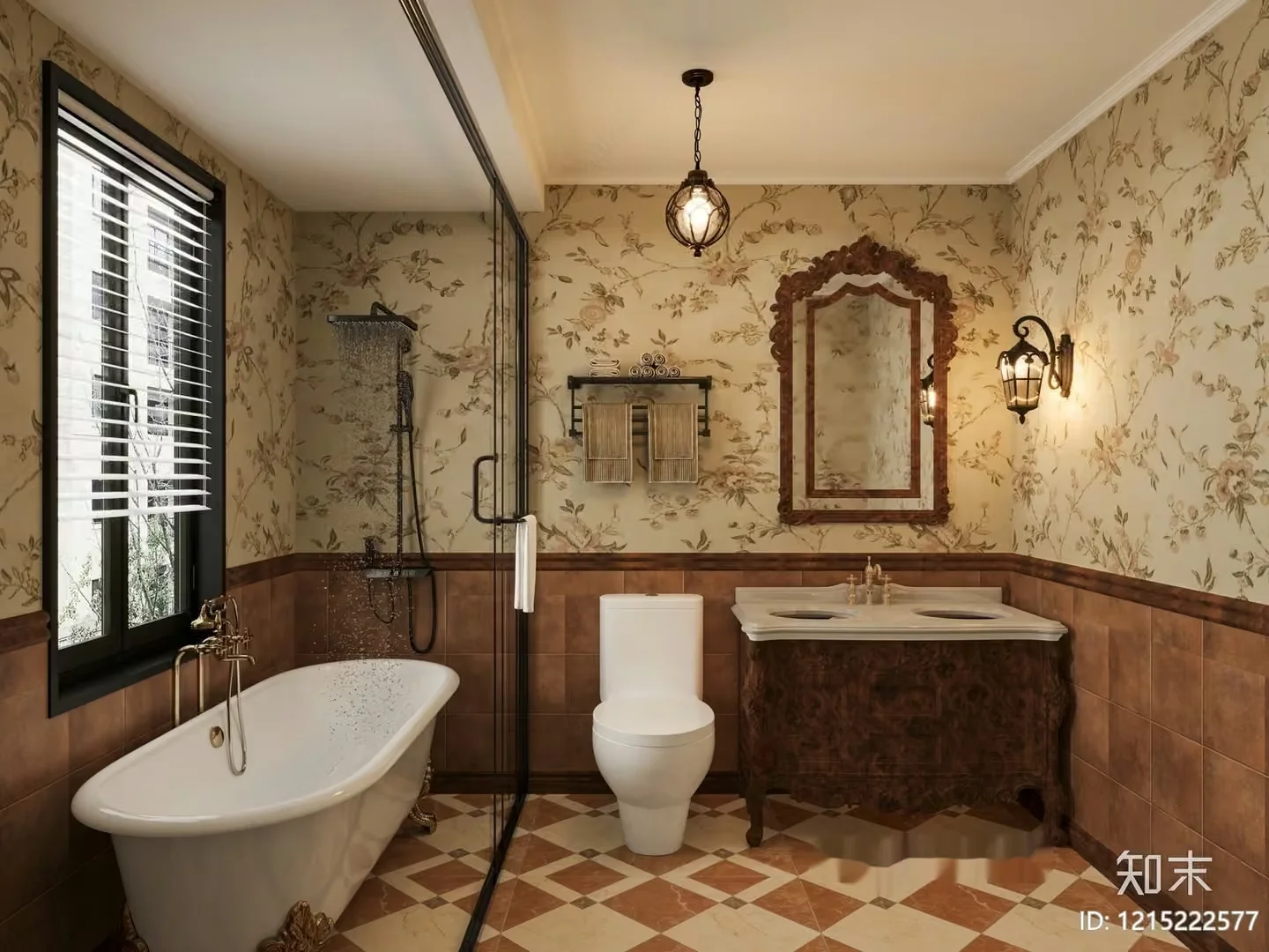 A Bathroom With A Vintage Style 3D Model – 11060 – VRAY Render