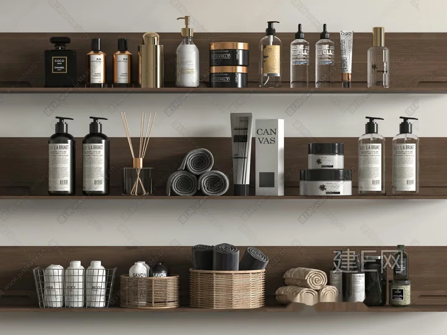 Wooden Bathroom Shelves 3D Model – 12241 – VRAY Render
