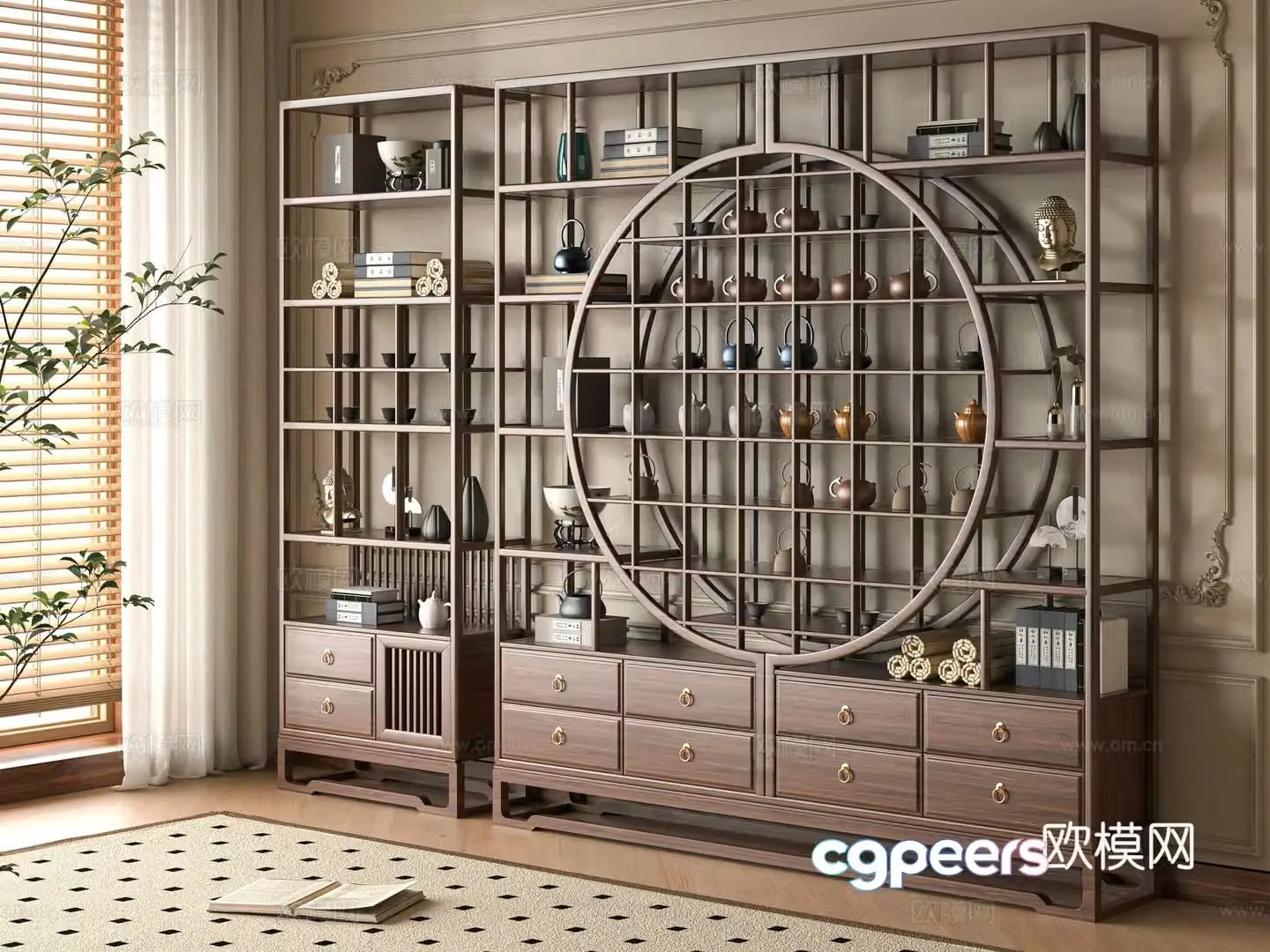 Middle-aged style Bo Ancient Shelf 3D Model