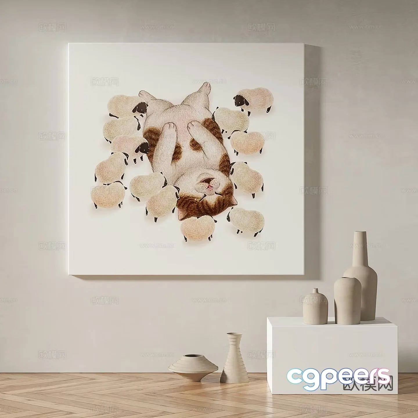 Modern minimalist abstract decorative painting 3d model