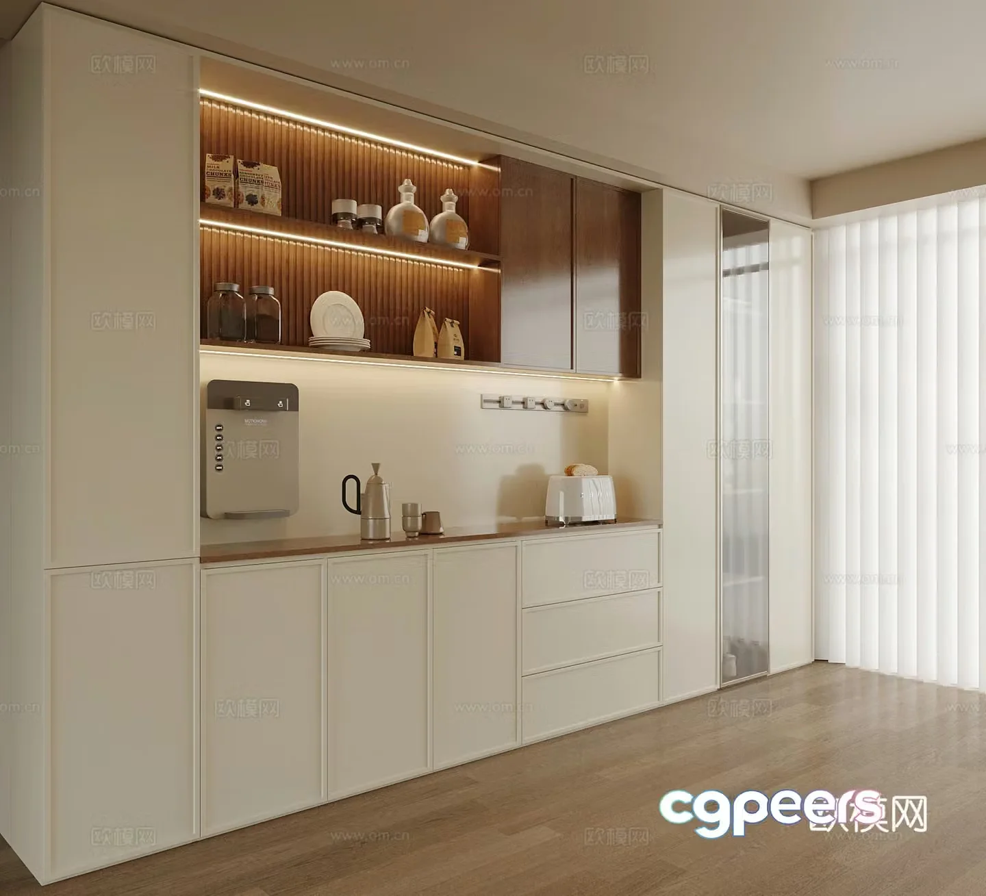 Middle-aged wine cabinet sideboard 3D model