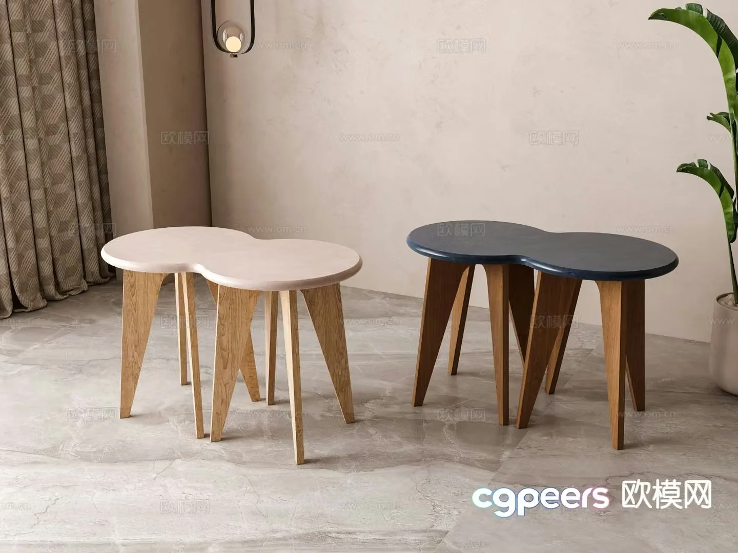 Wabi-sabi stool round stool low stool 3d model