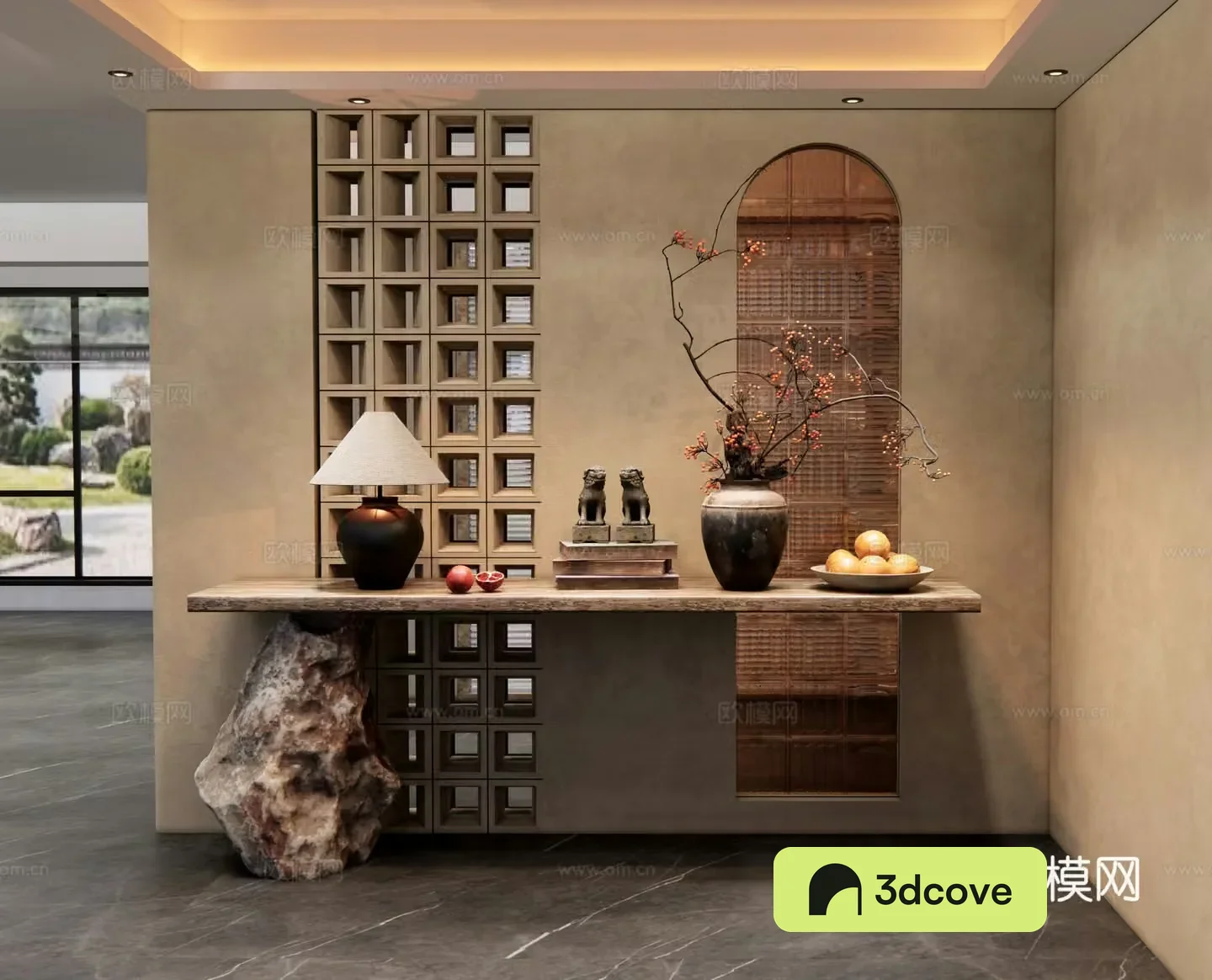 Wasabi Wind Entrance Hall End View Platform Opposite Wall Partition 3D Model