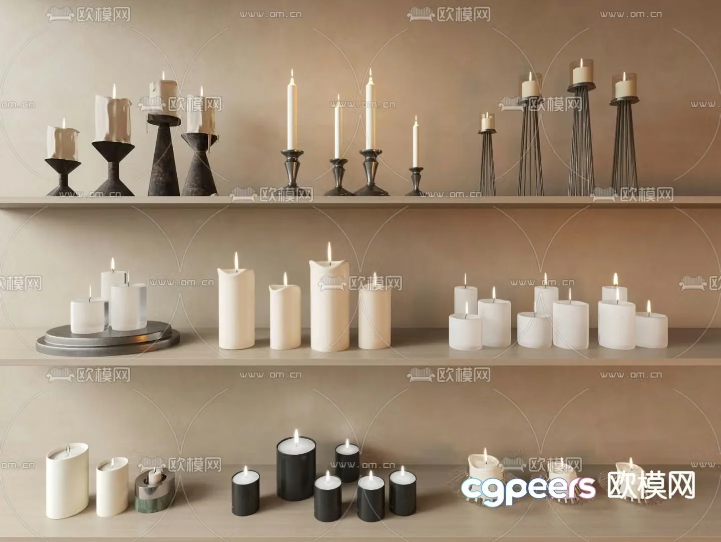 candlestick candle glass candle 3d model