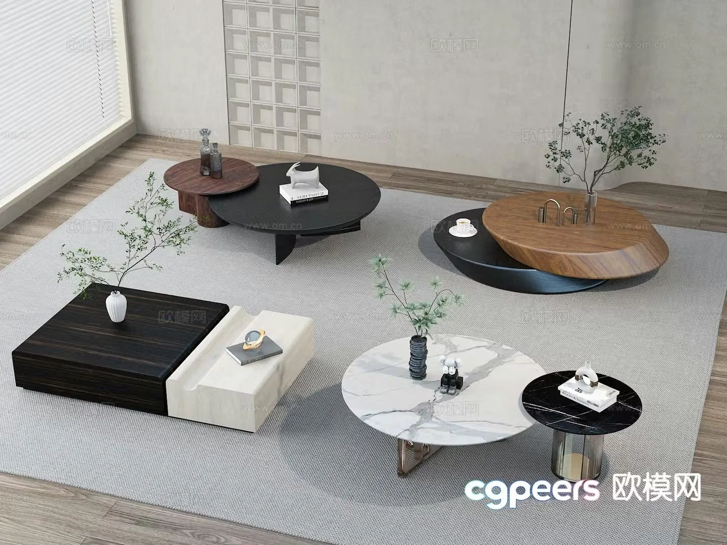Mother and son coffee table marble coffee table 3d model