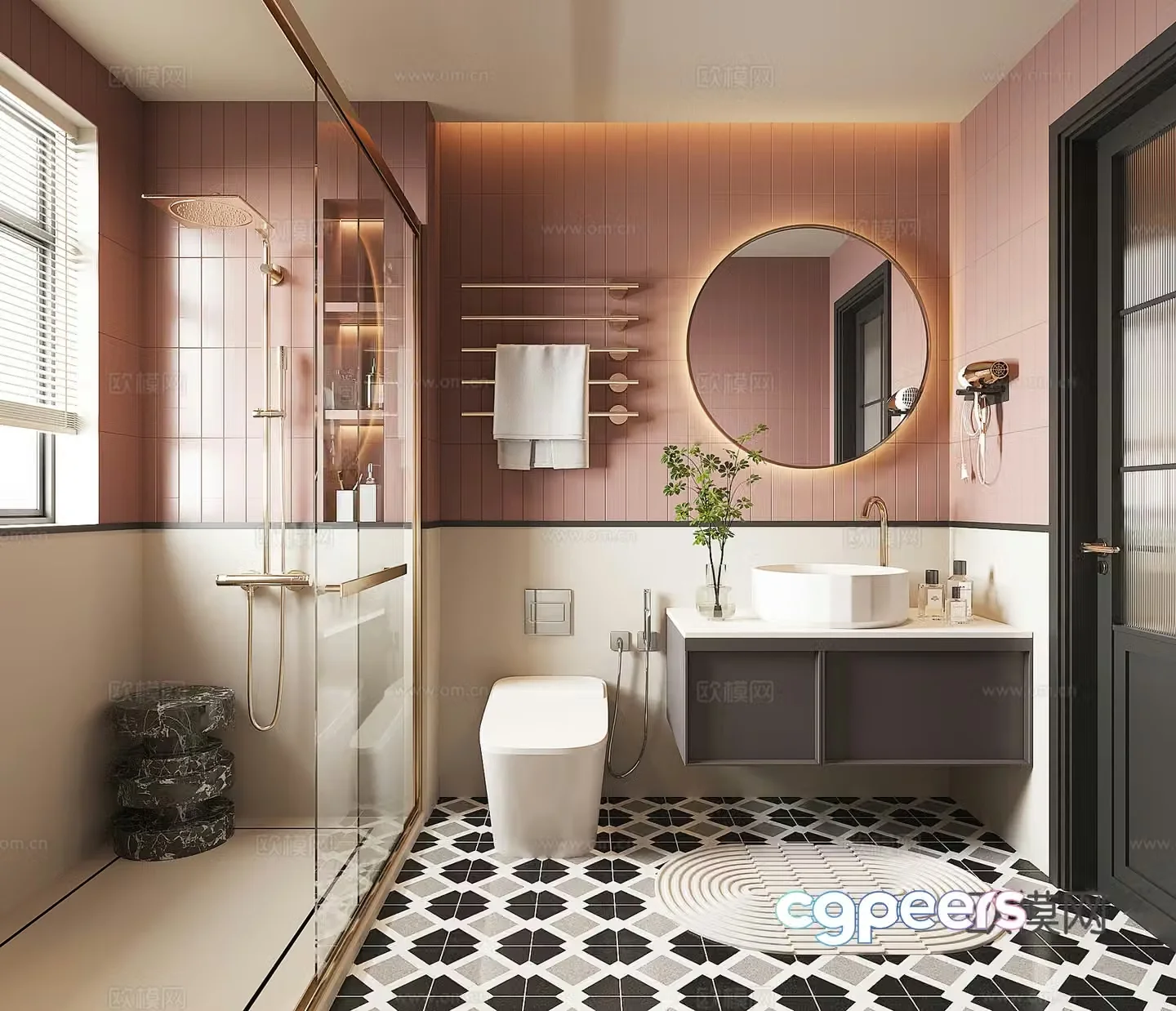 Modern French bathroom 3d model
