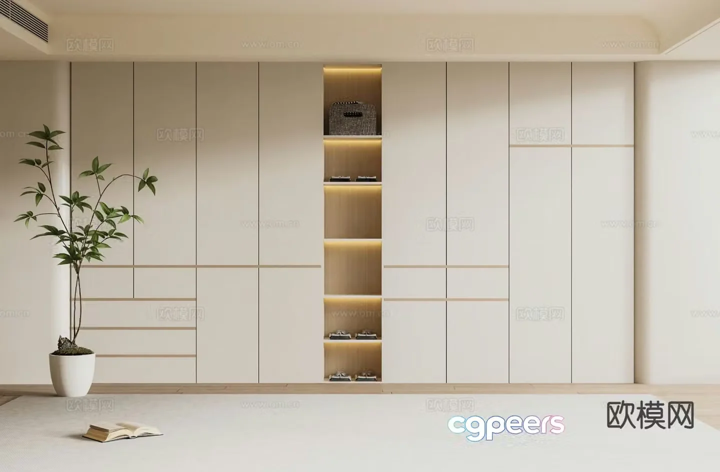 Cream style wardrobe wardrobe 3d model