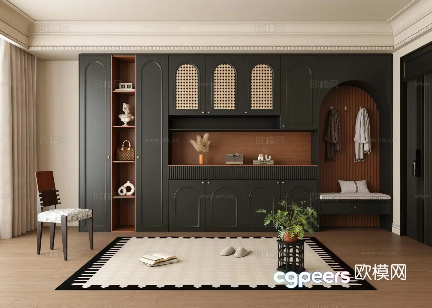 French retro entrance cabinet French entrance cabinet shoe cabinet entrance entrance cabinet entrance entrance cabinet 3D model