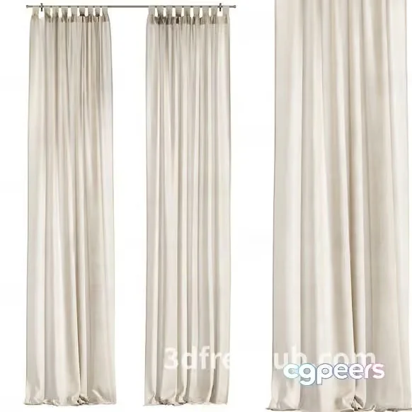 White Sheer Curtains 3D Model – 20814 – VRAY Render