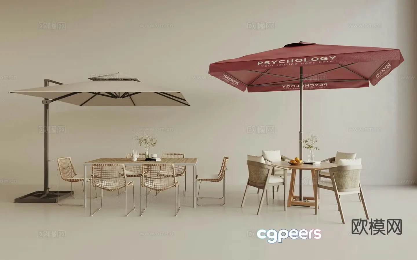 Modern outdoor leisure table and chairs 3d model