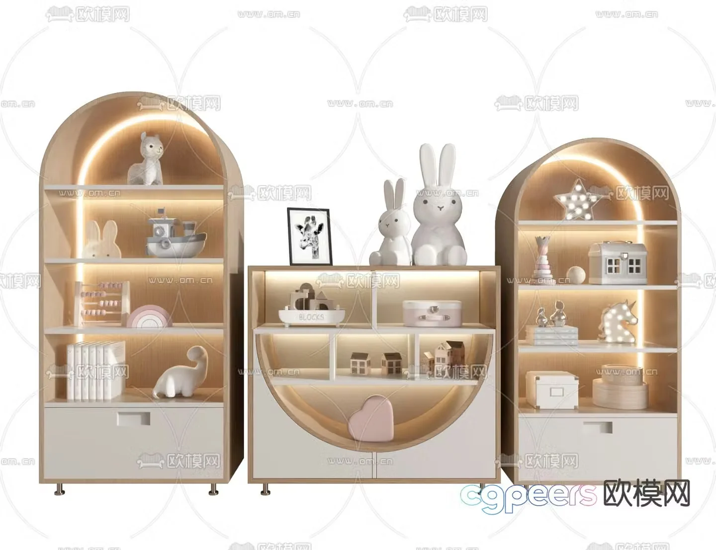 Children’s bookcase toy cabinet 3d model