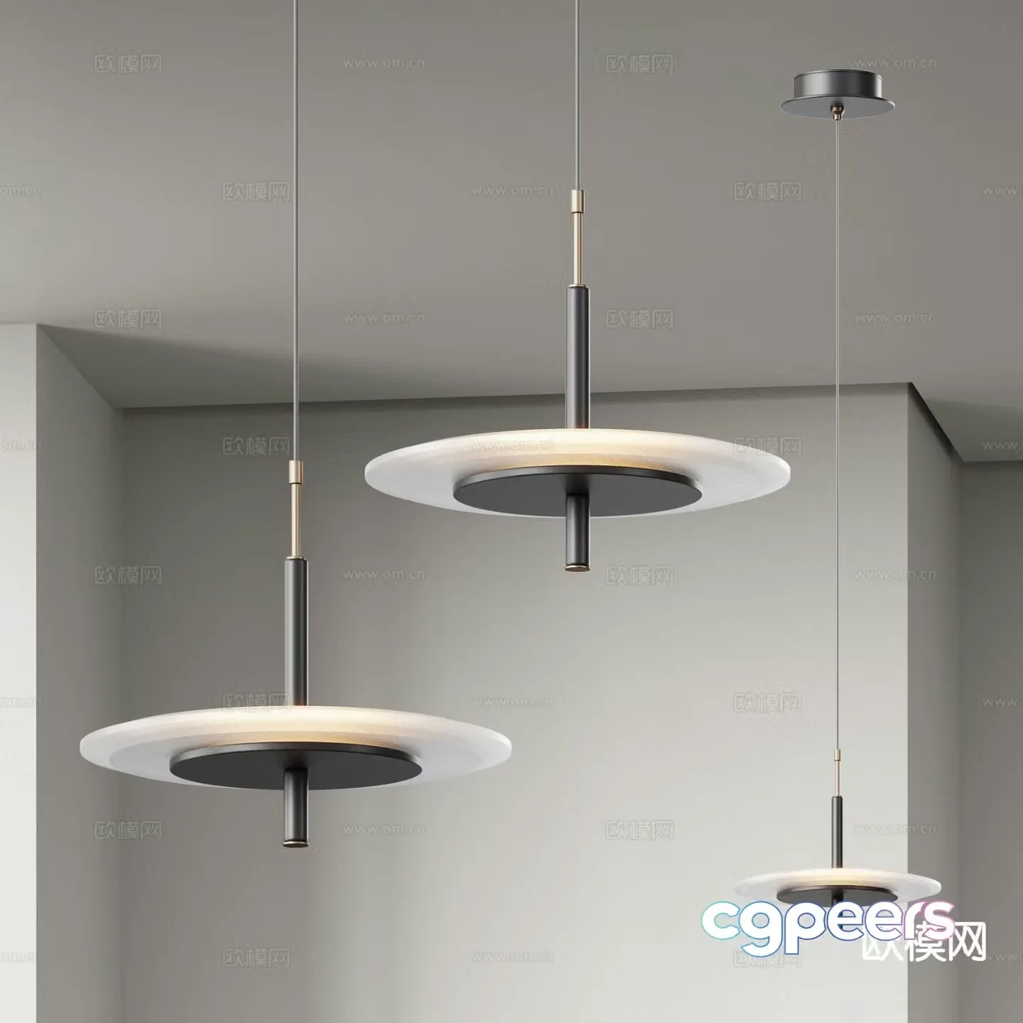 Modern disc chandelier 3d model