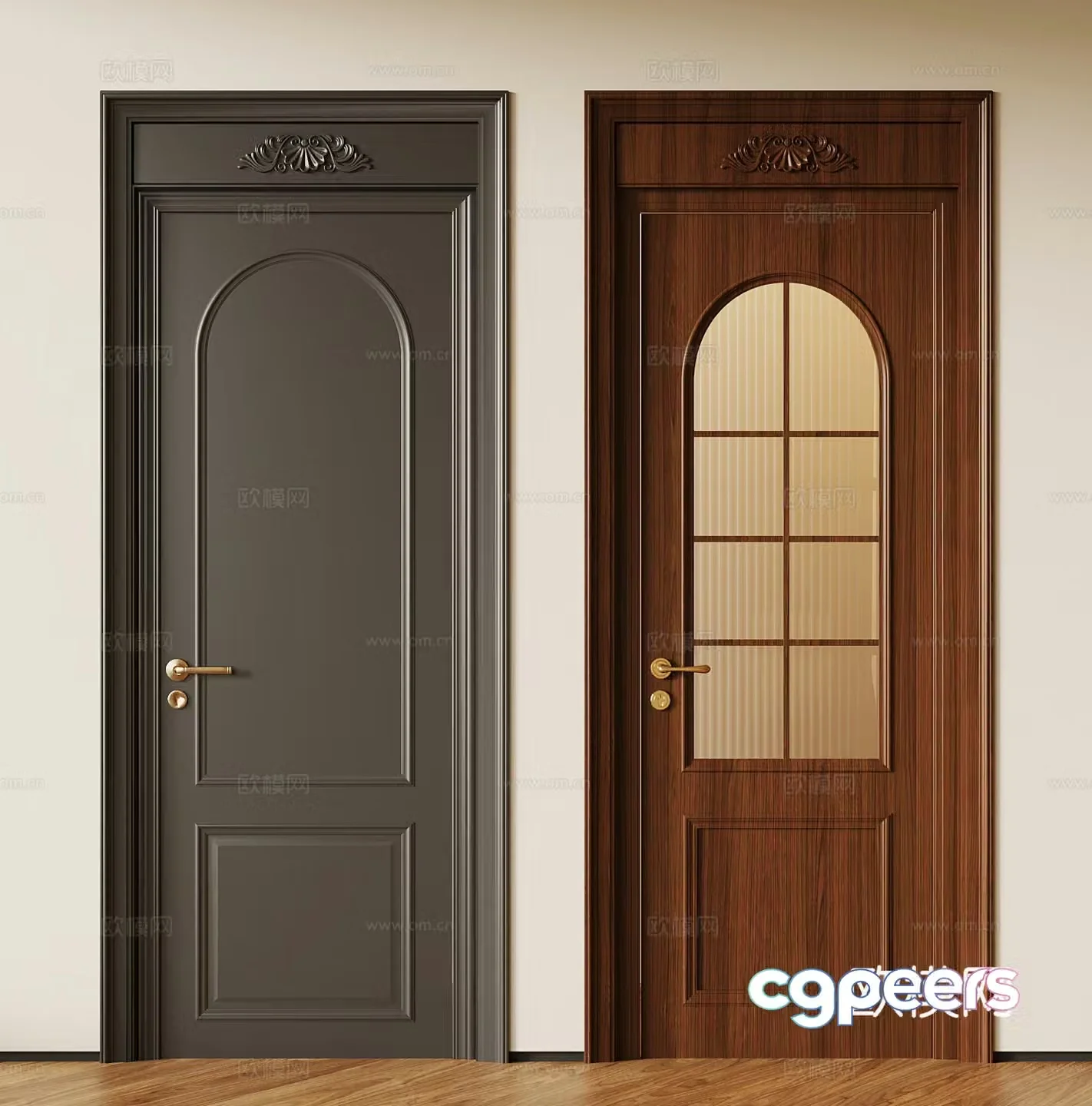 017 French medieval single-open door retro wooden door single-open door 3D model
