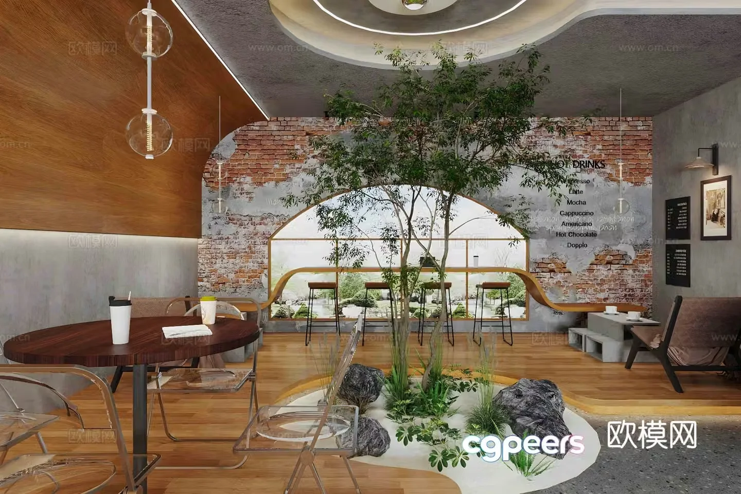 Industrial style cafe cafe 3d model