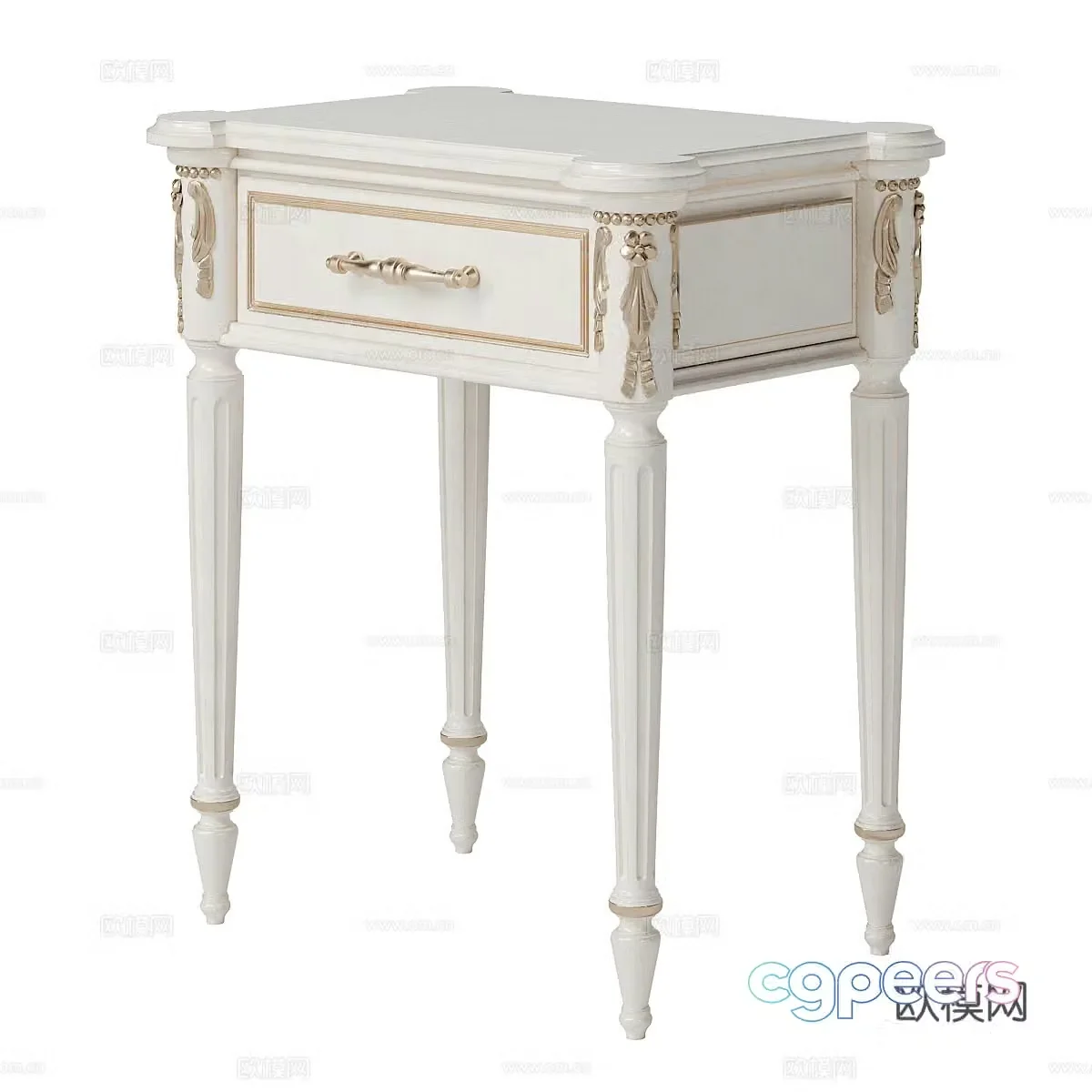 French simple bedside table bedside table simple bedside table light luxury bedside table carved bedside table 3D model