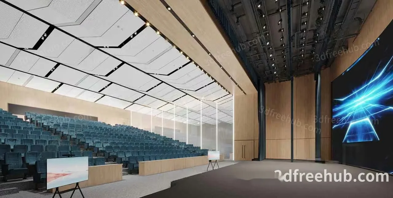 A Large Auditorium With A Stage 3D Model – 18898 – VRAY Render