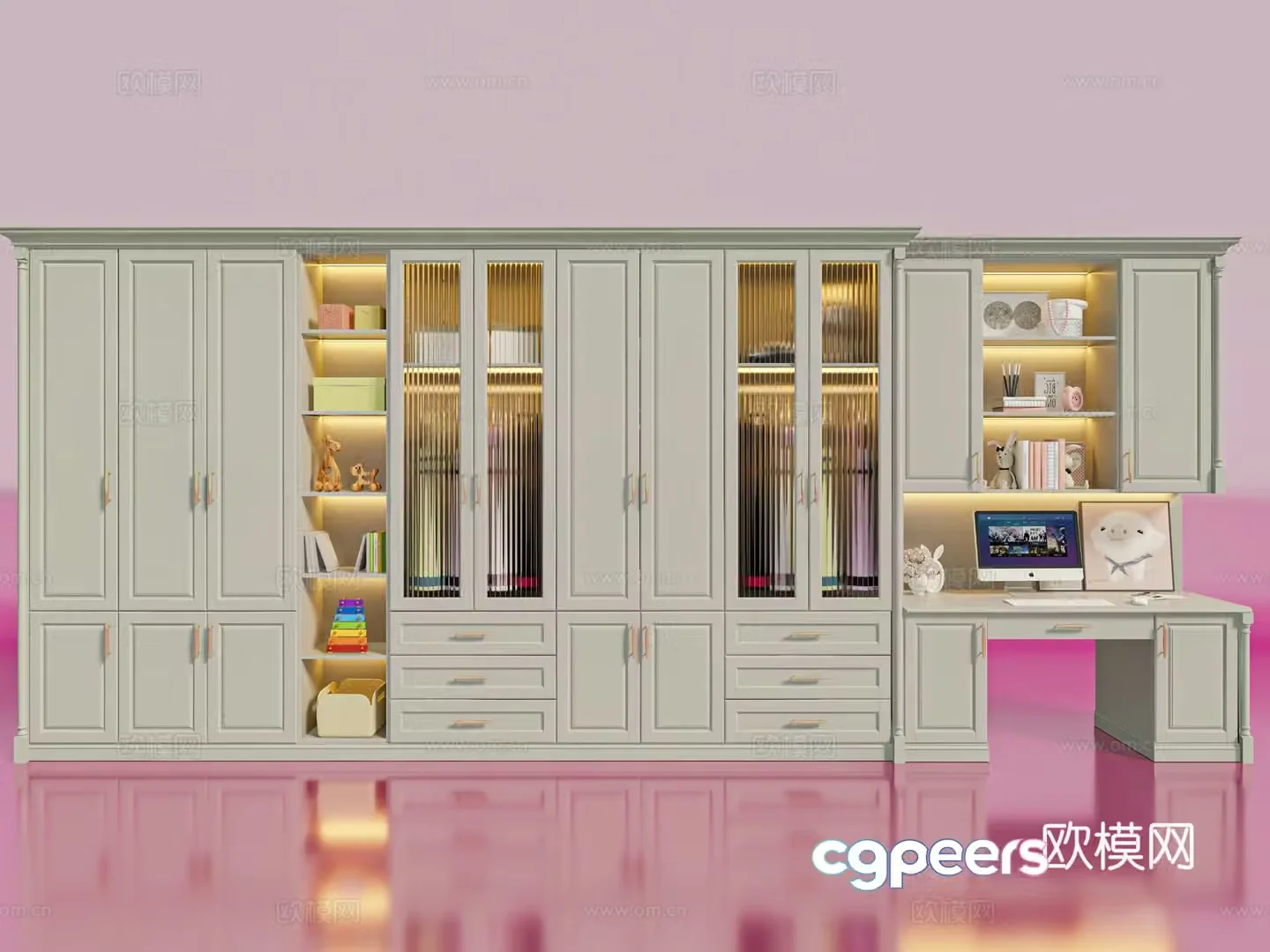 French bookcase 3d model