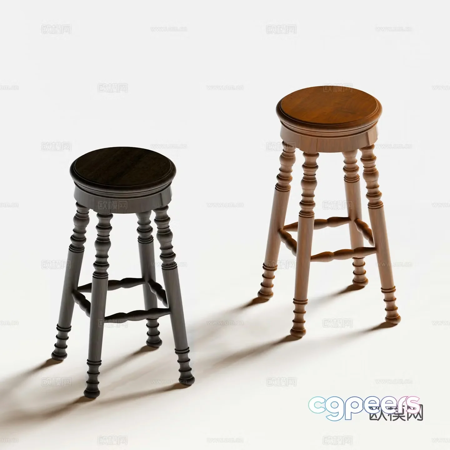 American bar stool bar stool high stool 3d model
