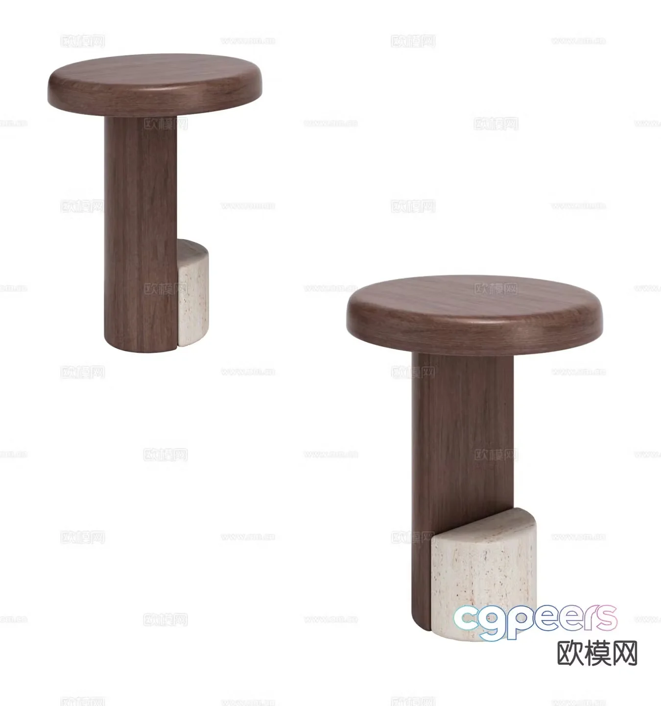 Medieval style side table round table corner table 3D model