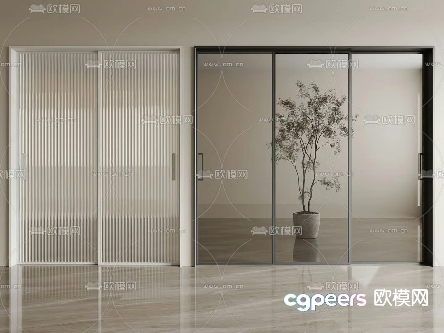 Sliding door triple linkage sliding door 3d model