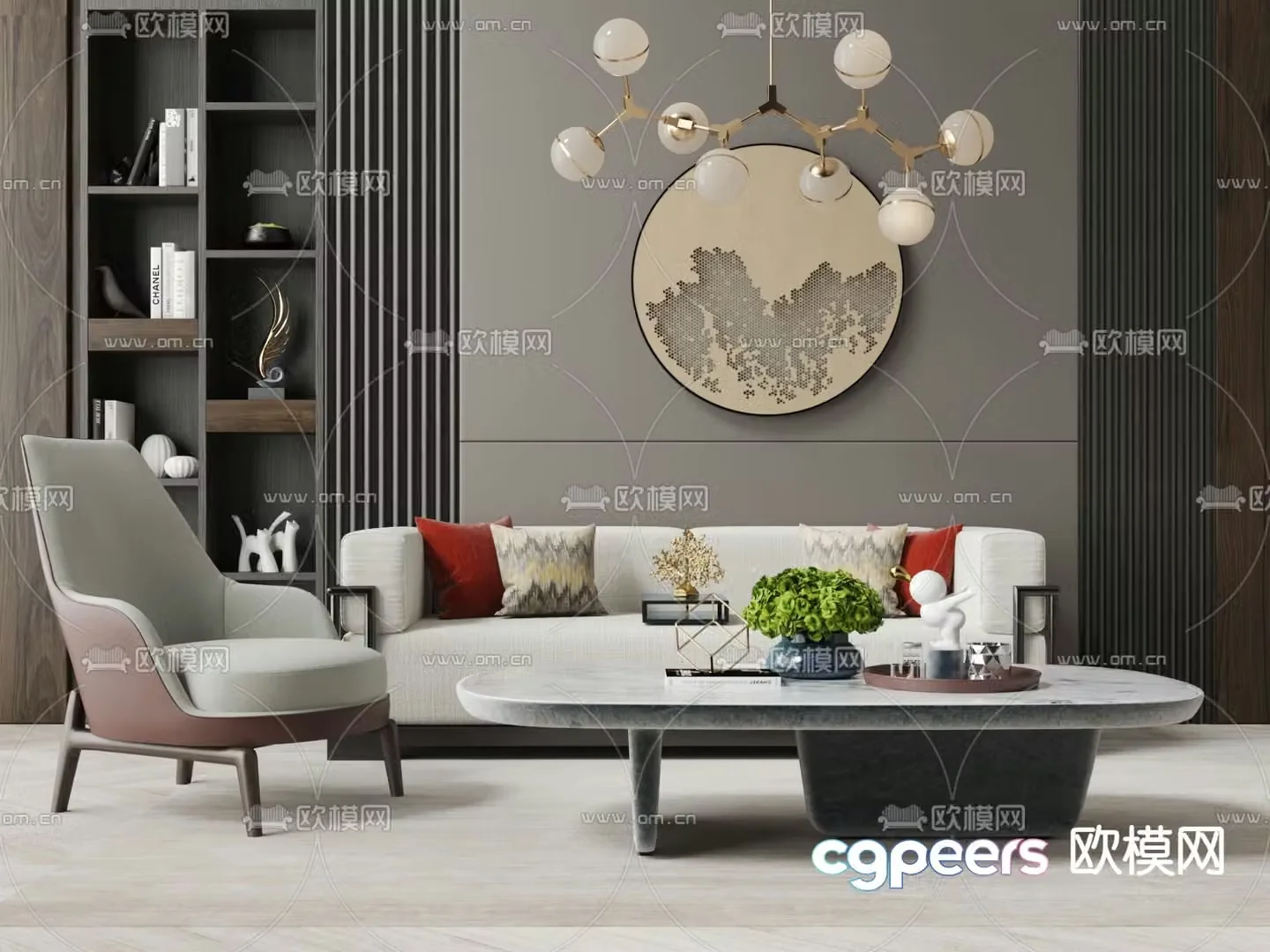 New Chinese style modular sofa 3d model