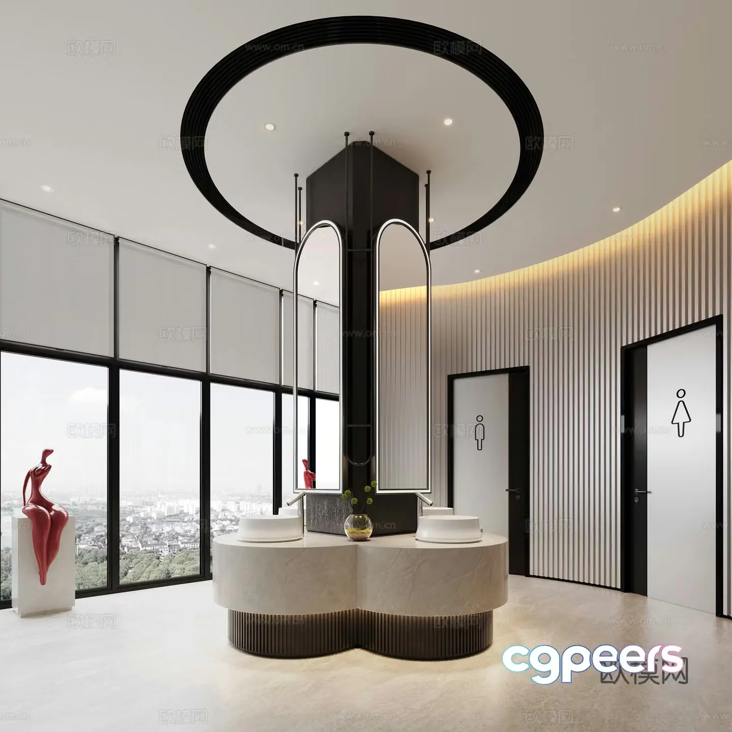 Modern public bathroom 3d model