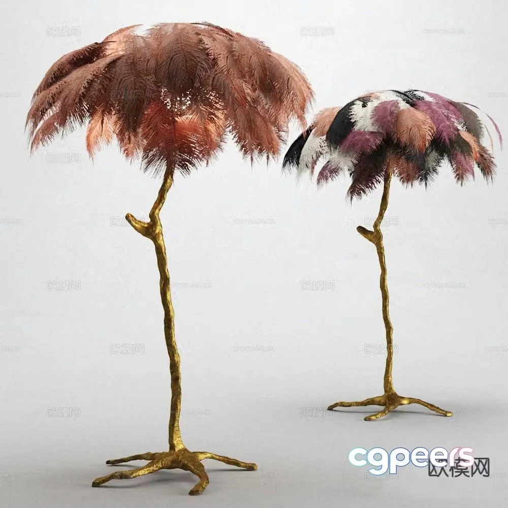 Feather table lamp creative table lamp 3d model