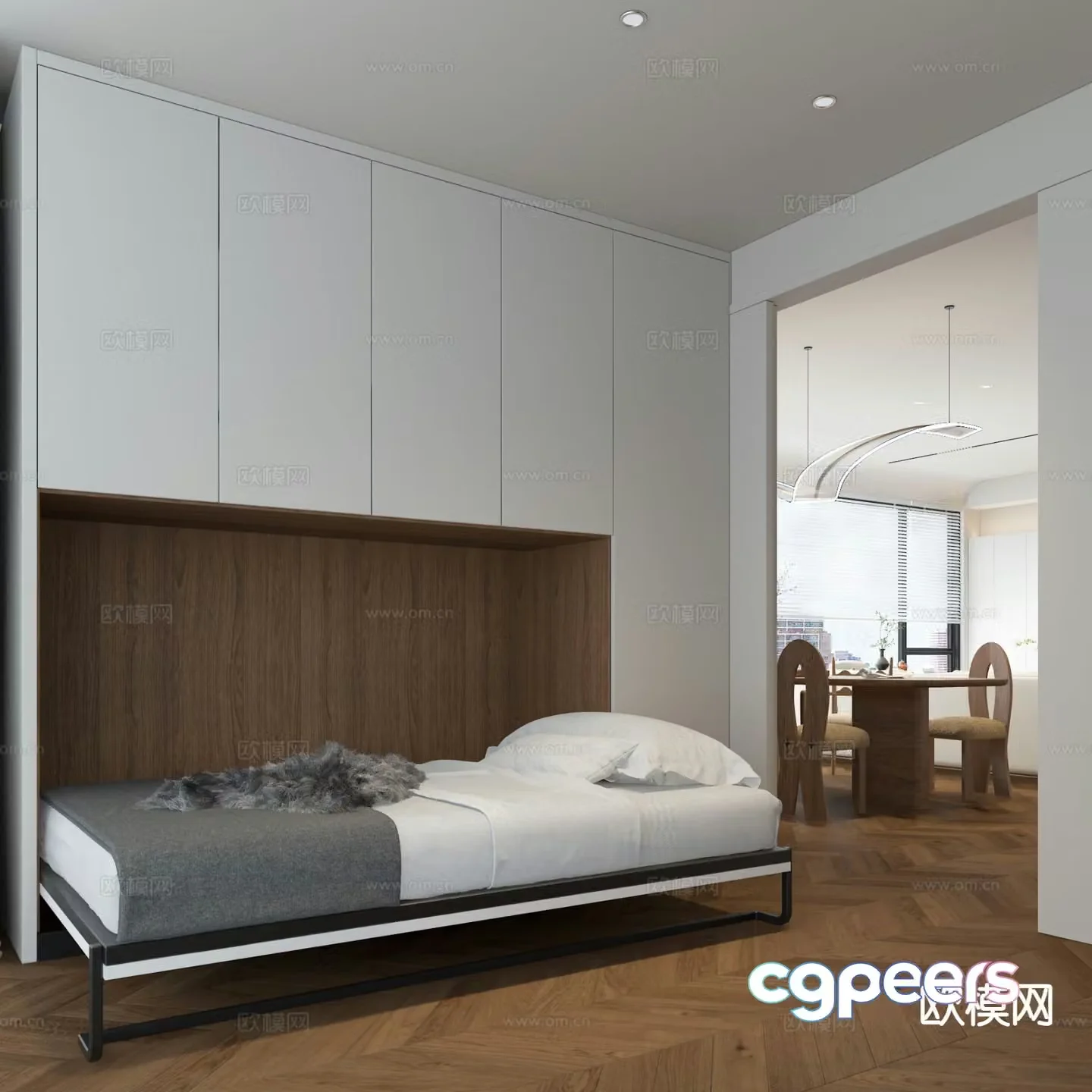 Modern guest bedroom multi-purpose room folding bed 3d model