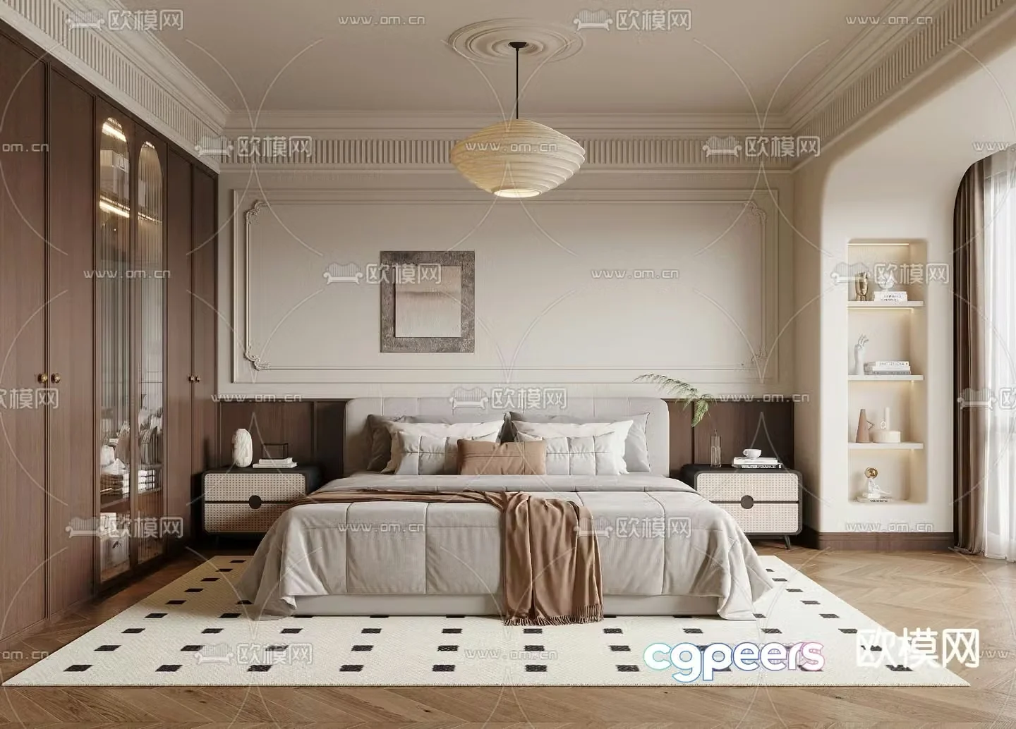 Middle style bedroom master bedroom master room 3d model