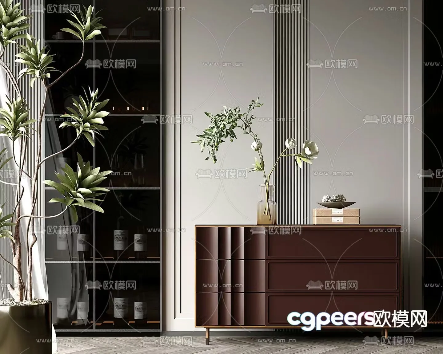 Modern entrance cabinet side view cabinet side cabinet 3D model