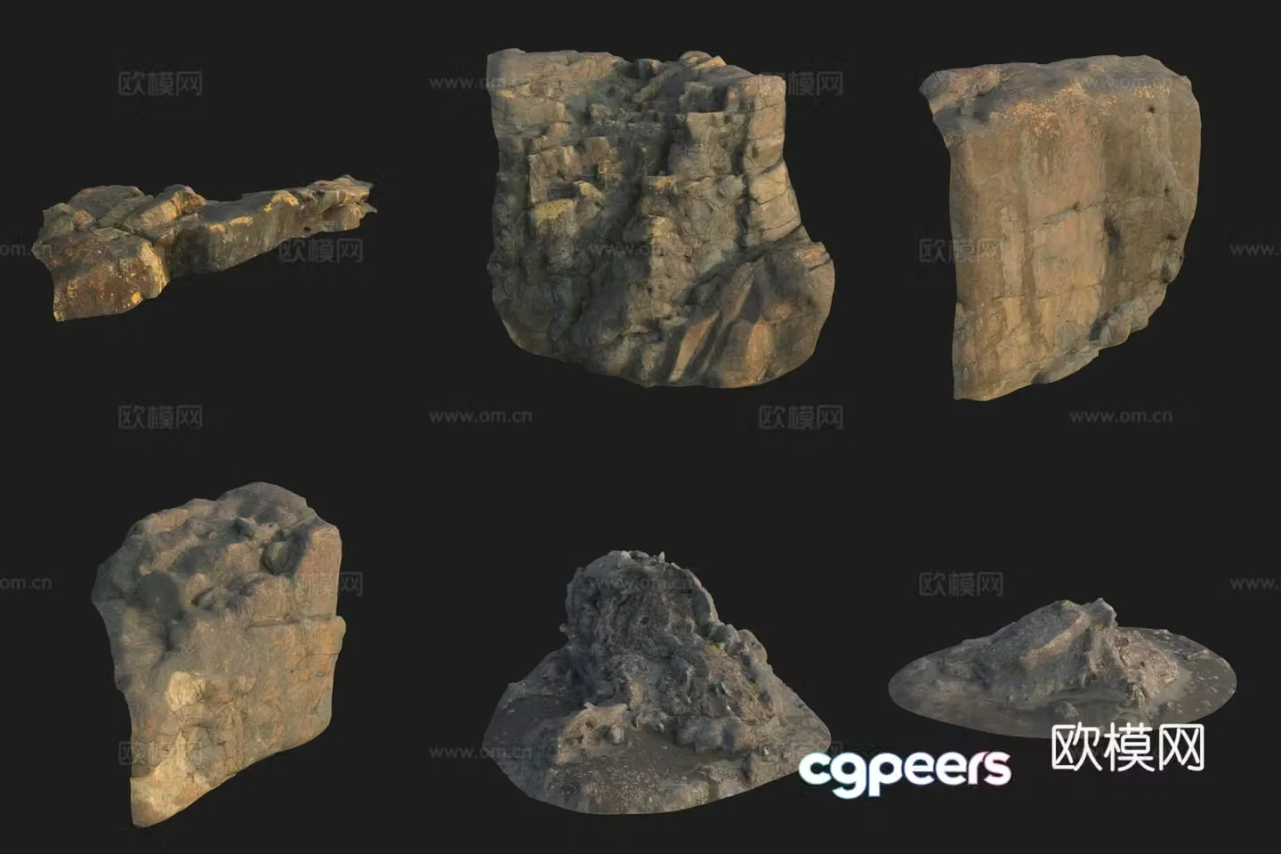 Cliff stone rock boulder 3d model