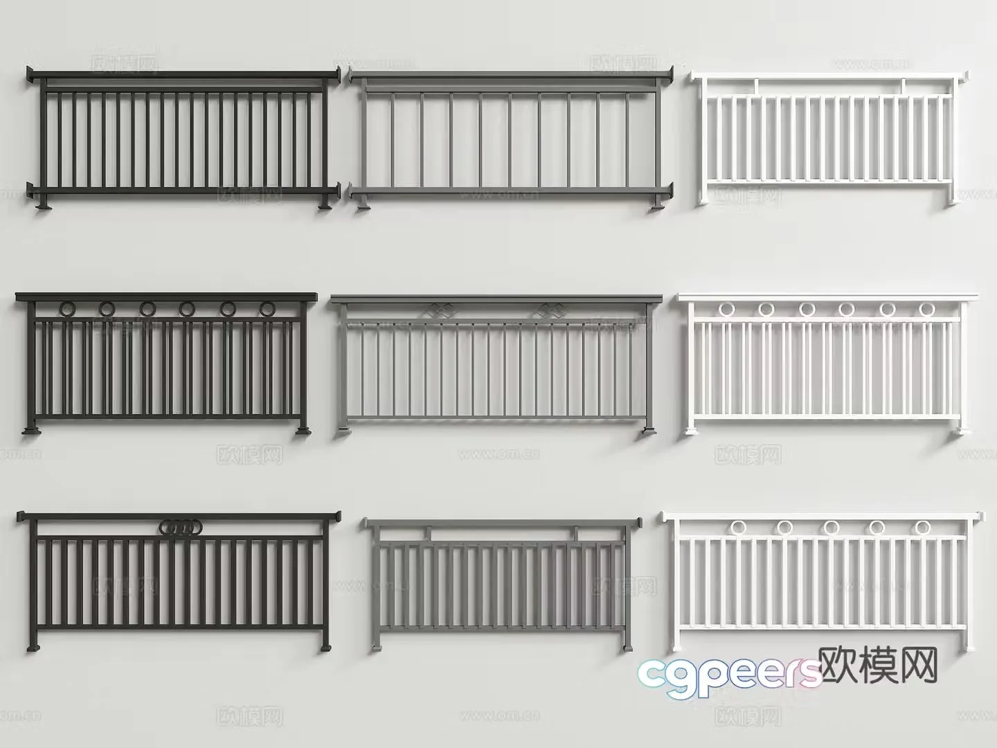 Modern stainless steel railing stainless steel guardrail flag stand guardrail 3d model