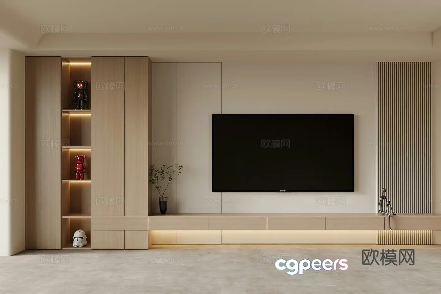 TV background wall Modern minimalist TV background wall TV cabinet 3d model