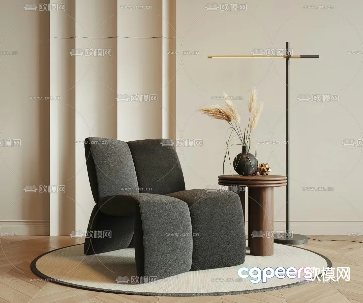 Medieval style chair leisure chair 3d model