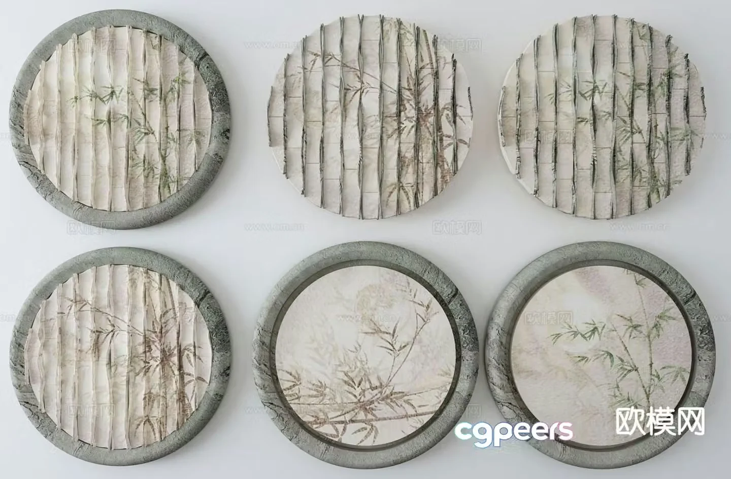 New Chinese style wall decoration round hanging decoration 3D model
