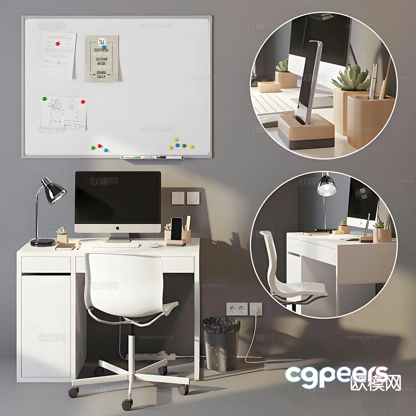 Nordic desk computer desk 3d model