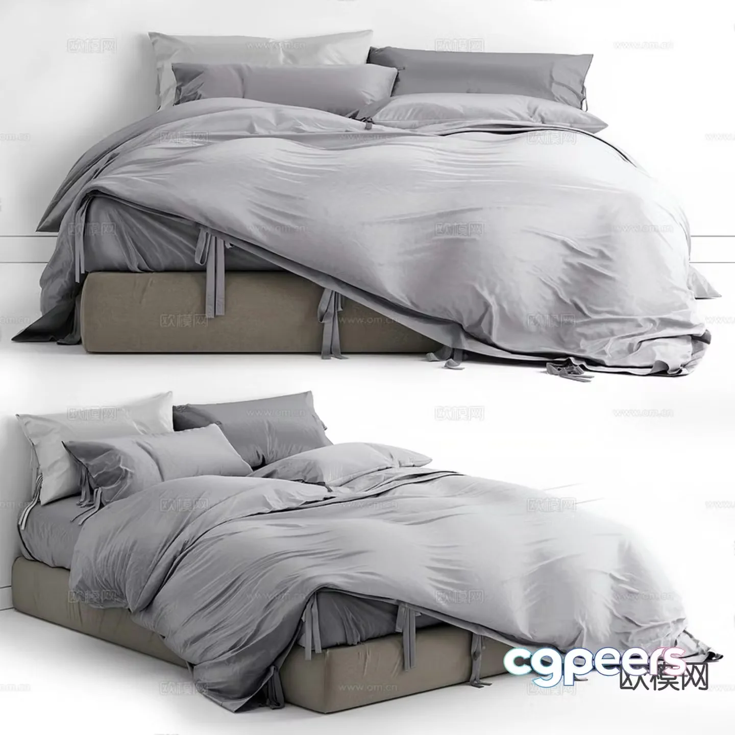 Modern double bed 3d model