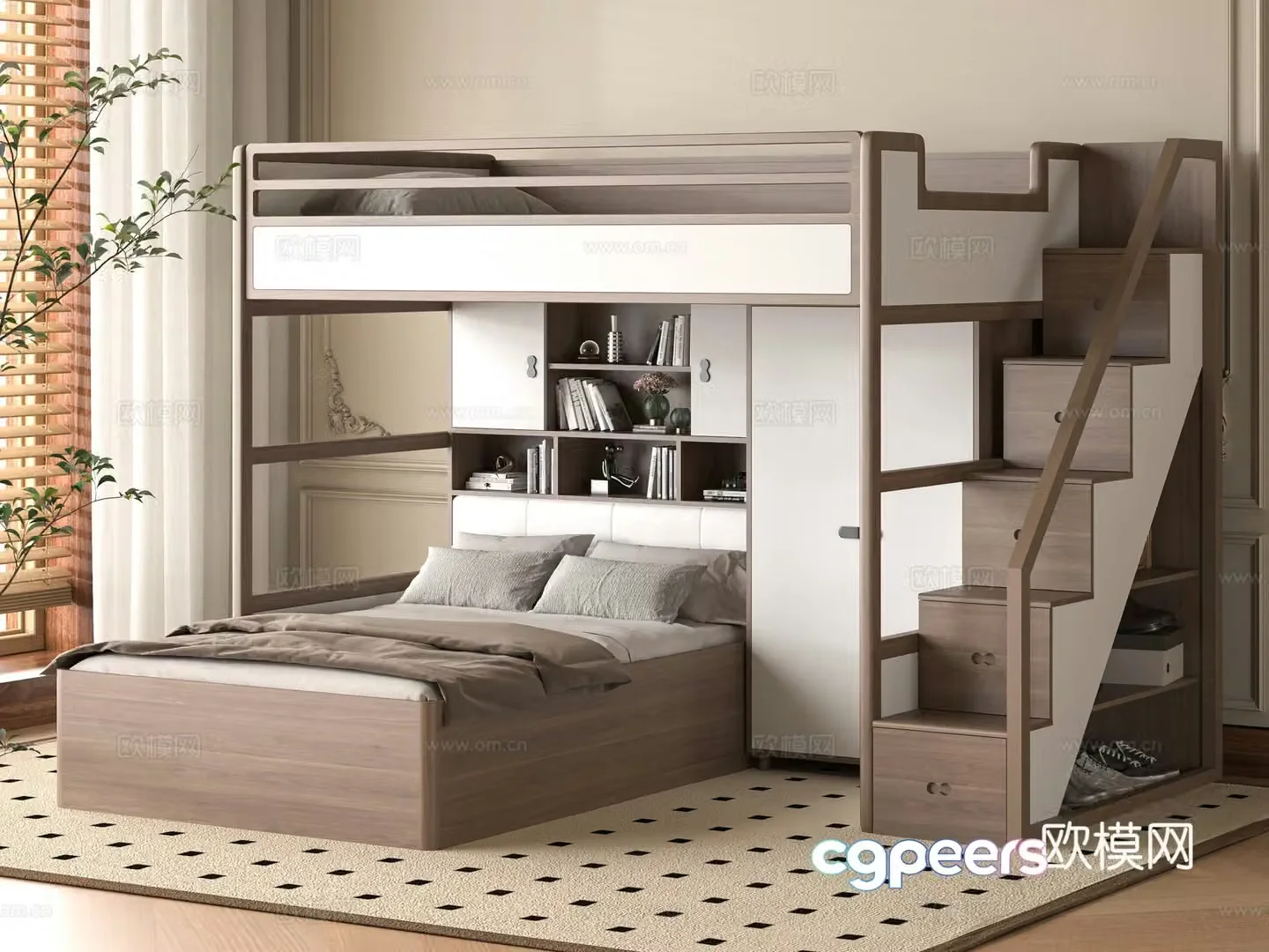 Modern solid wood 3D model